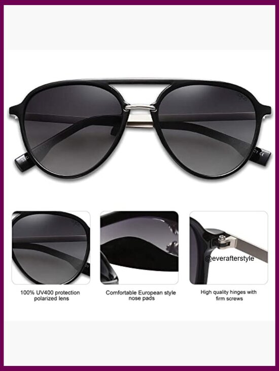 Retro Aviator Polarized Sunglasses with Plastic&Metal Frame main image 4